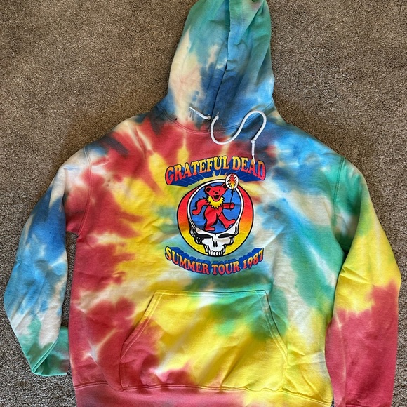 Grateful Dead Tie-Dye Hoodie - Red, Yellow, Blue, Green - Picture 1 of 9